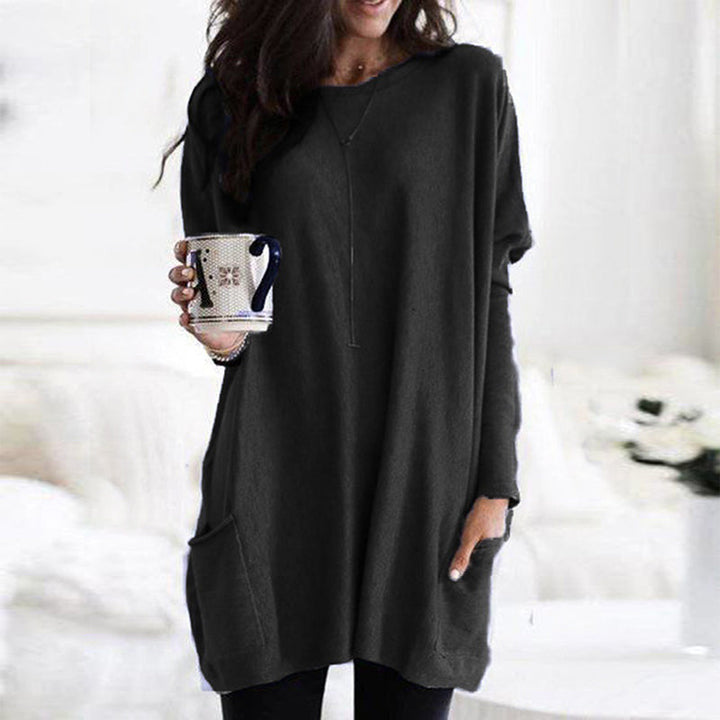 Womens Relaxed Oversize Pocket Top Black