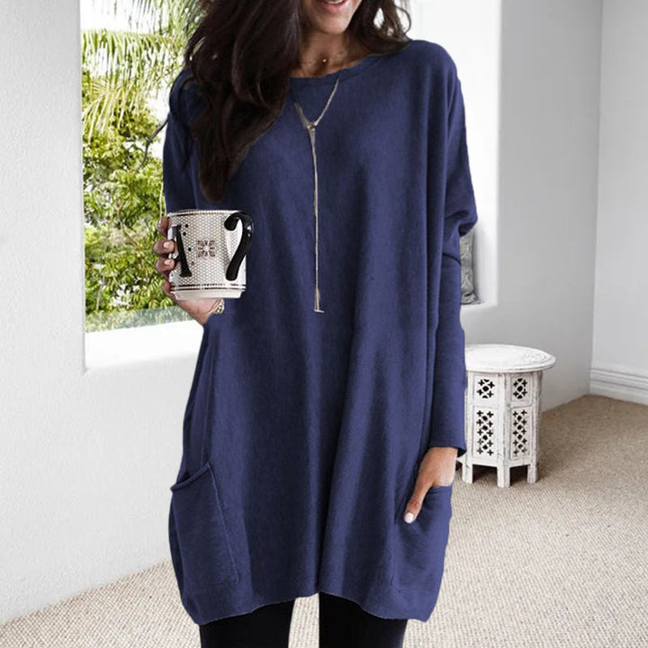 Womens Relaxed Oversize Pocket Top Navy blue