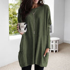 Womens Relaxed Oversize Pocket Top Olive green