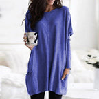Womens Relaxed Oversize Pocket Top Blue