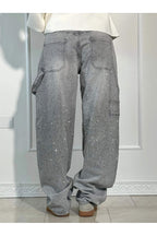 Rhinestone Wide Leg Jeans Sparkling Denim Glam Fashion