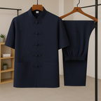 Men's Casual Shirt and Pants Sets Navy Blue