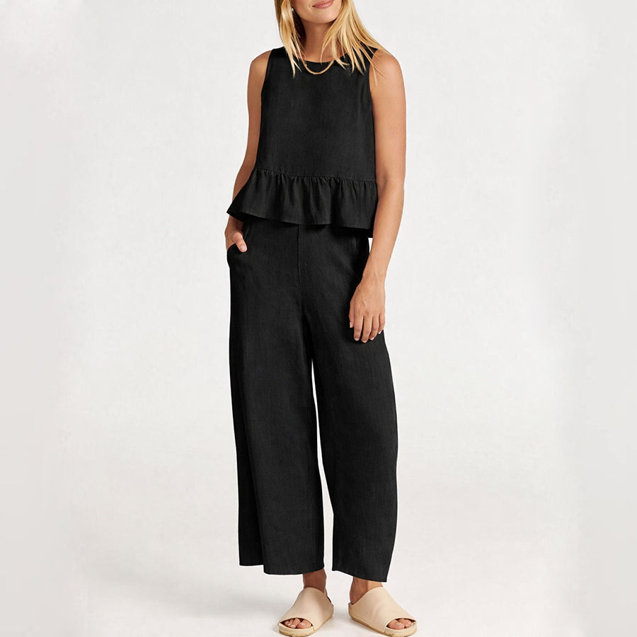 Natalie | Women's Sleeveless Ruffle Top Ensemble-MODAUTLET