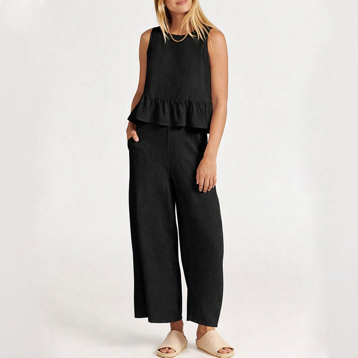 Natalie | Women's Sleeveless Ruffle Top Ensemble-MODAUTLET
