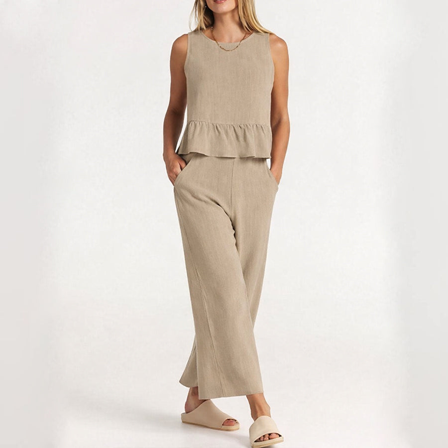 Natalie | Women's Sleeveless Ruffle Top Ensemble-MODAUTLET