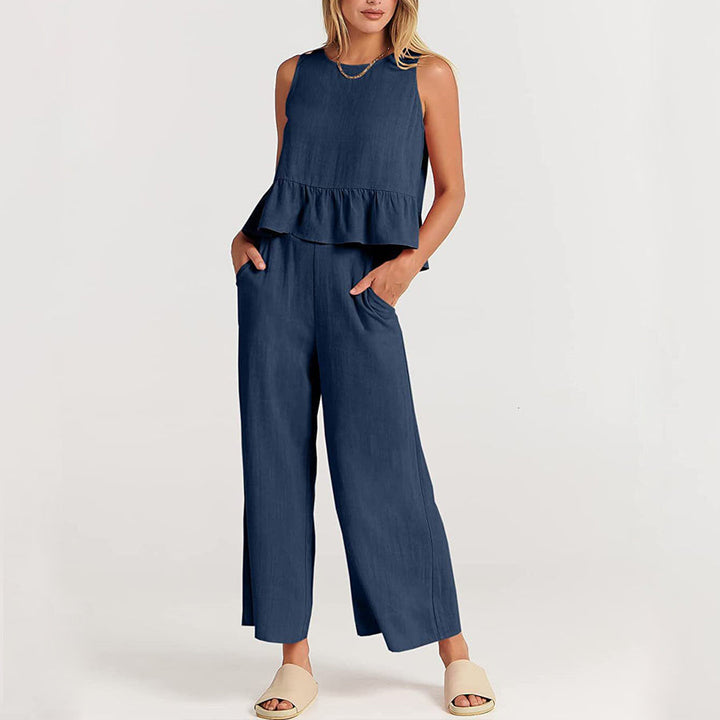 Natalie | Women's Sleeveless Ruffle Top Ensemble-MODAUTLET