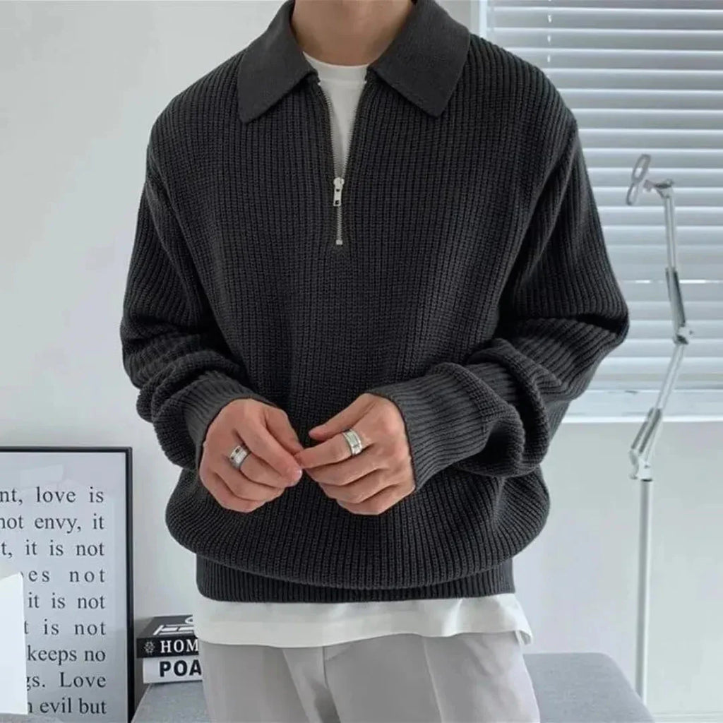Collared Knit Sweater for Men