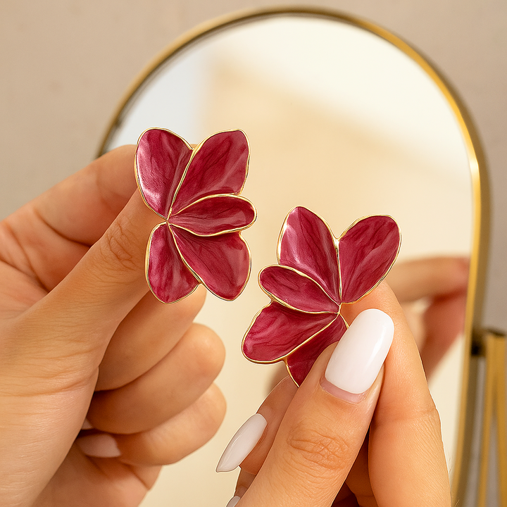 Natural Roselle Leaf Earrings - Elegant Botanical Jewelry