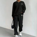 Textured Cable Knit Lounge Set Black