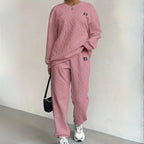 Textured Cable Knit Lounge Set Pink