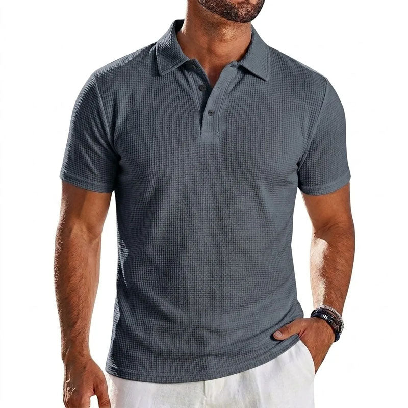 Noah | Men's Waffle Texture Short Sleeve Polo Shirt-MODAUTLET