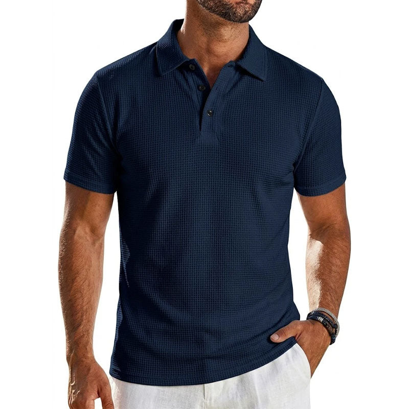 Noah | Men's Waffle Texture Short Sleeve Polo Shirt-MODAUTLET
