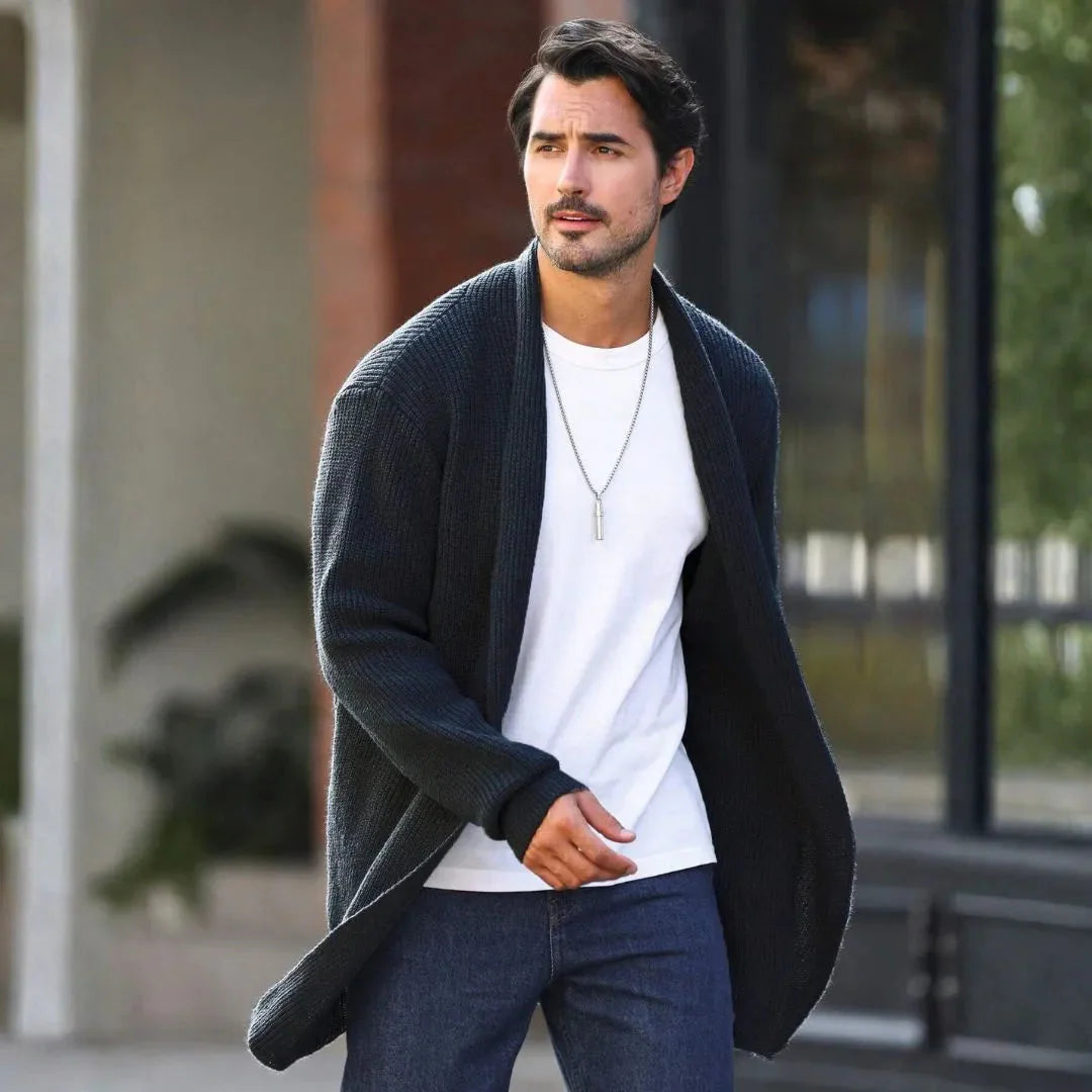 Longline Knit Cardigan for Women Black