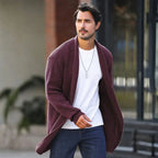 Longline Knit Cardigan for Women Red