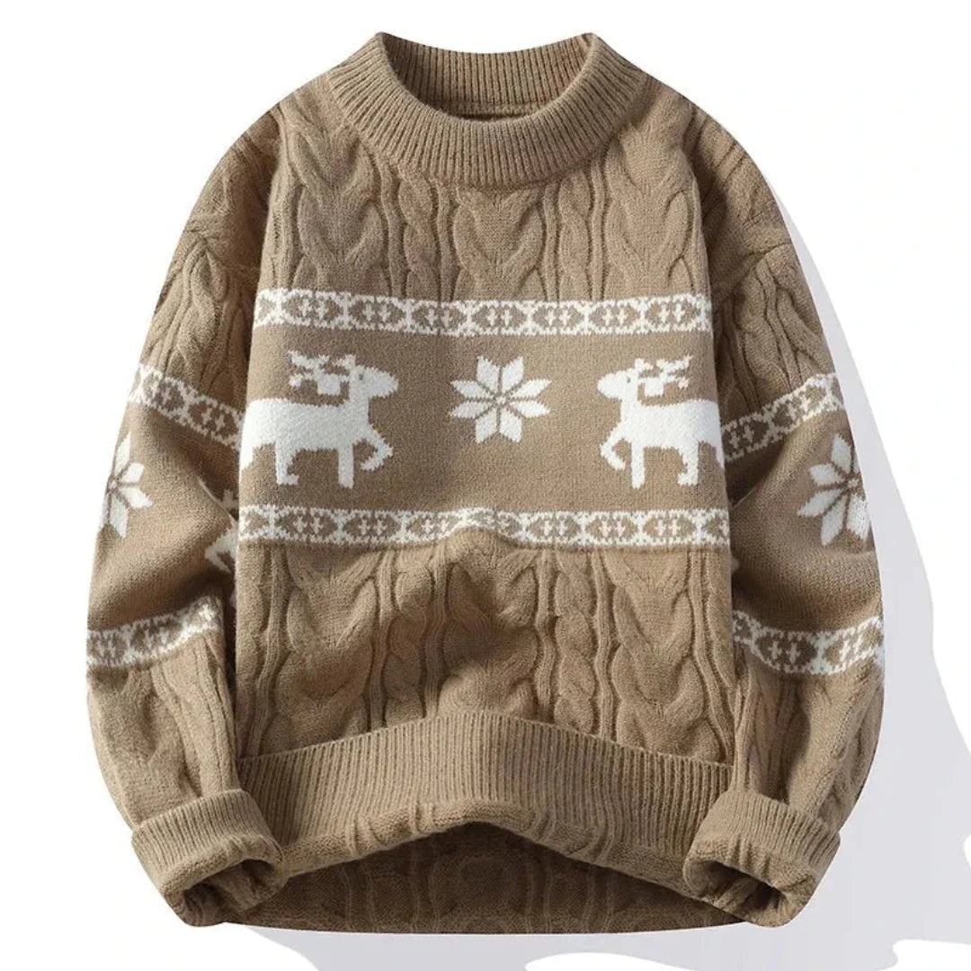 Men's Reindeer Holiday Sweater Khaki