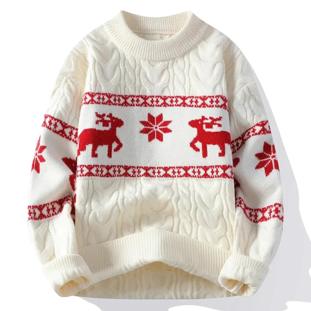 Men's Reindeer Holiday Sweater White