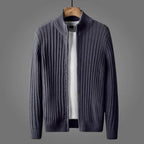 Ribbed Knitted Cardigan for Cozy Style Gray