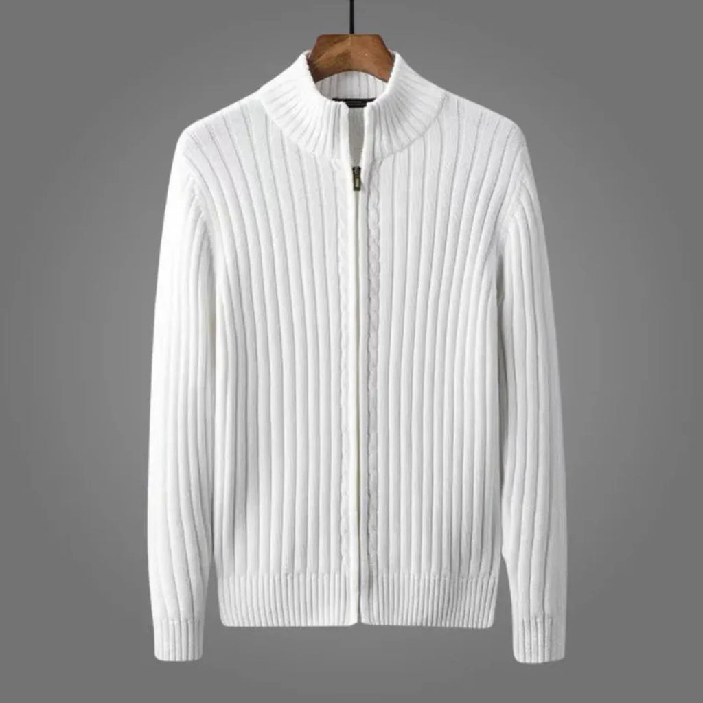 Ribbed Knitted Cardigan for Cozy Style White