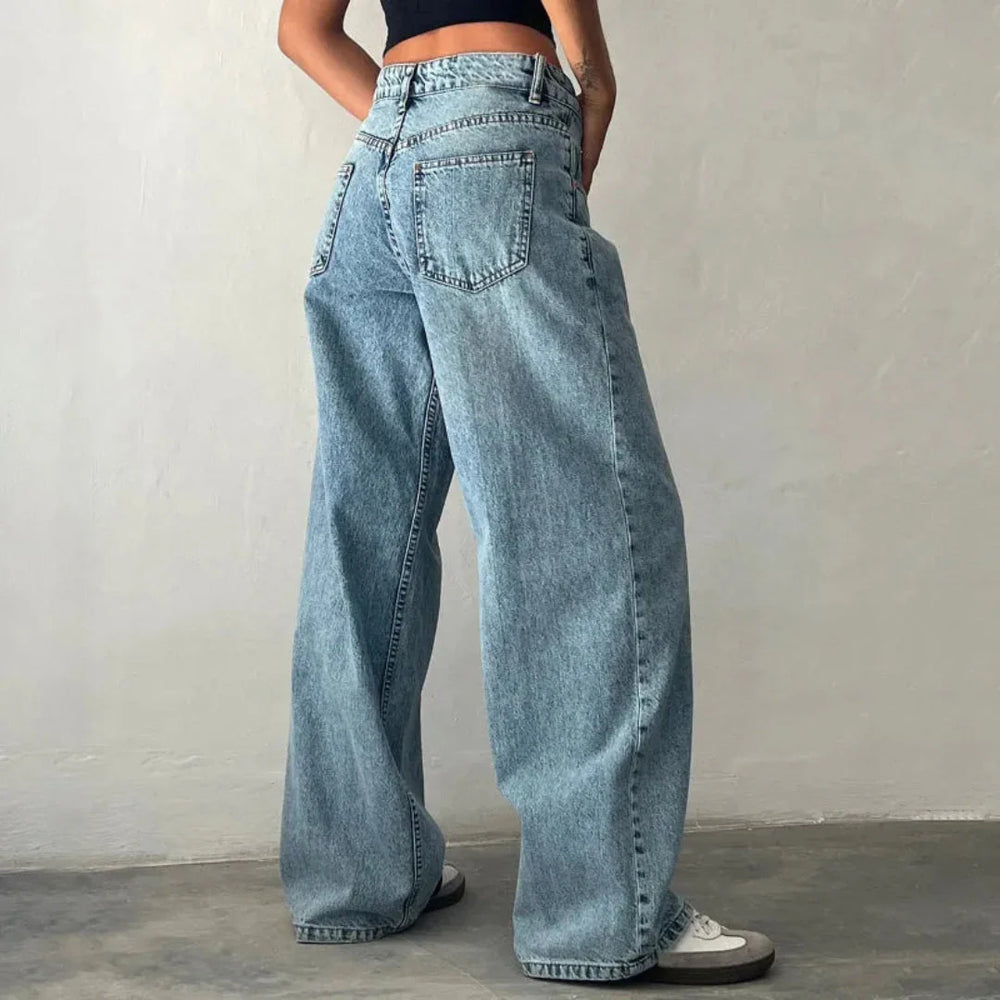 High-Waisted Wide-Leg Jeans for Effortless Style-MODAUTLET
