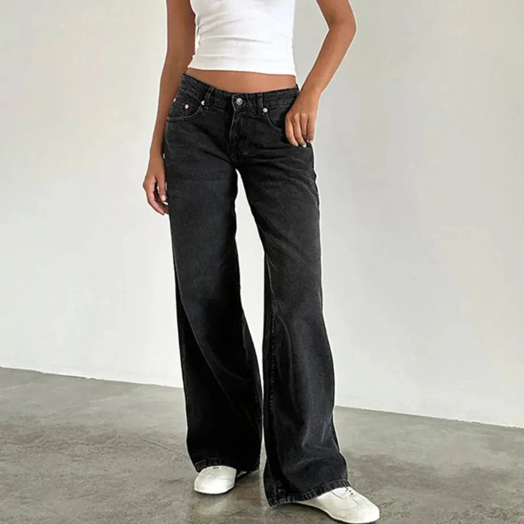 High-Waisted Wide-Leg Jeans for Effortless Style Black
