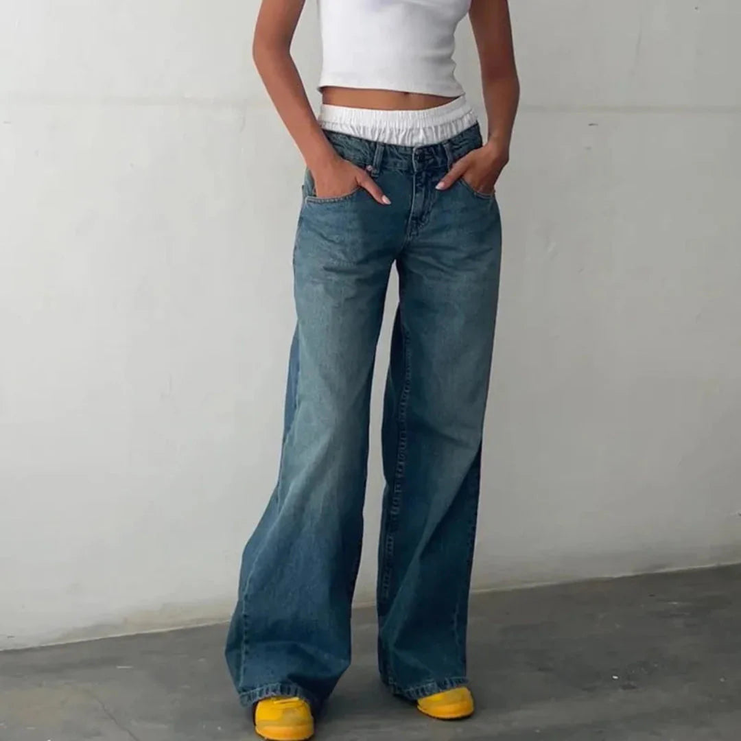 High-Waisted Wide-Leg Jeans for Effortless Style-MODAUTLET