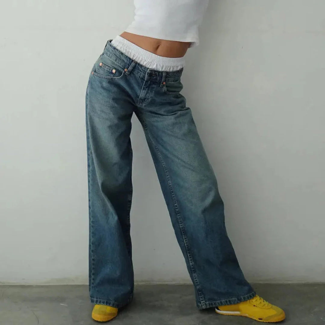 High-Waisted Wide-Leg Jeans for Effortless Style-MODAUTLET