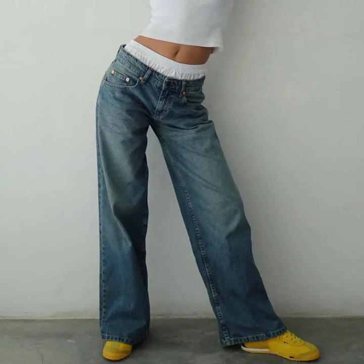 High-Waisted Wide-Leg Jeans for Effortless Style-MODAUTLET
