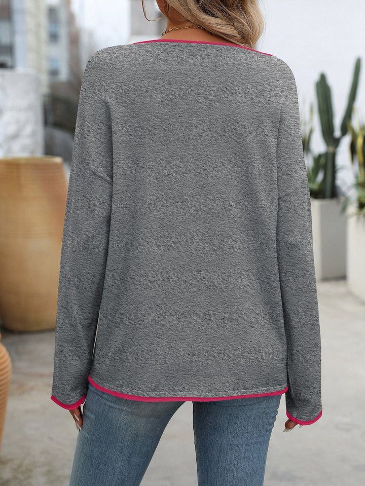 Women's Contrast Trim Long Sleeve Shirt