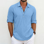 Linen Polo Shirt for Summer Casual Wear Modern Essentials Light Blue