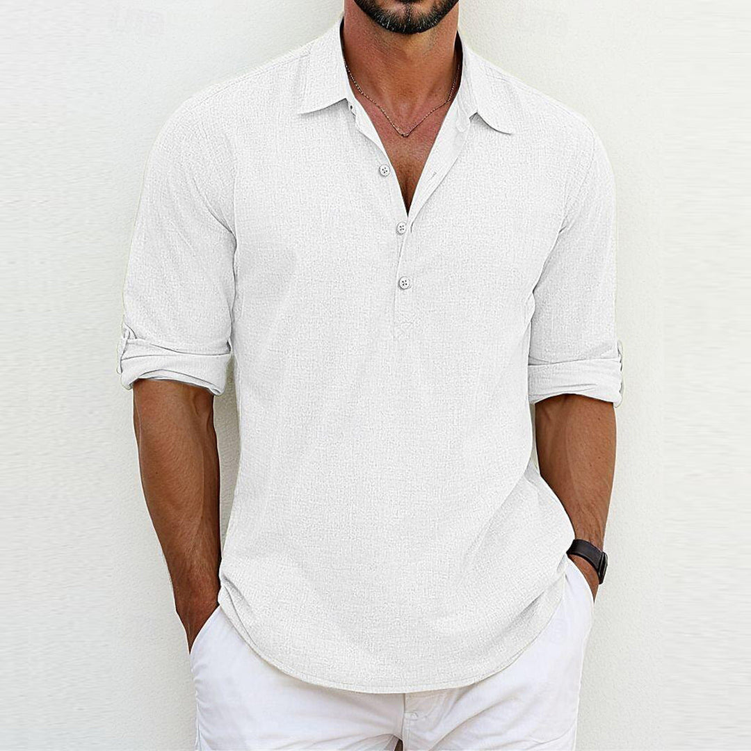 Linen Polo Shirt for Summer Casual Wear Modern Essentials-MODAUTLET