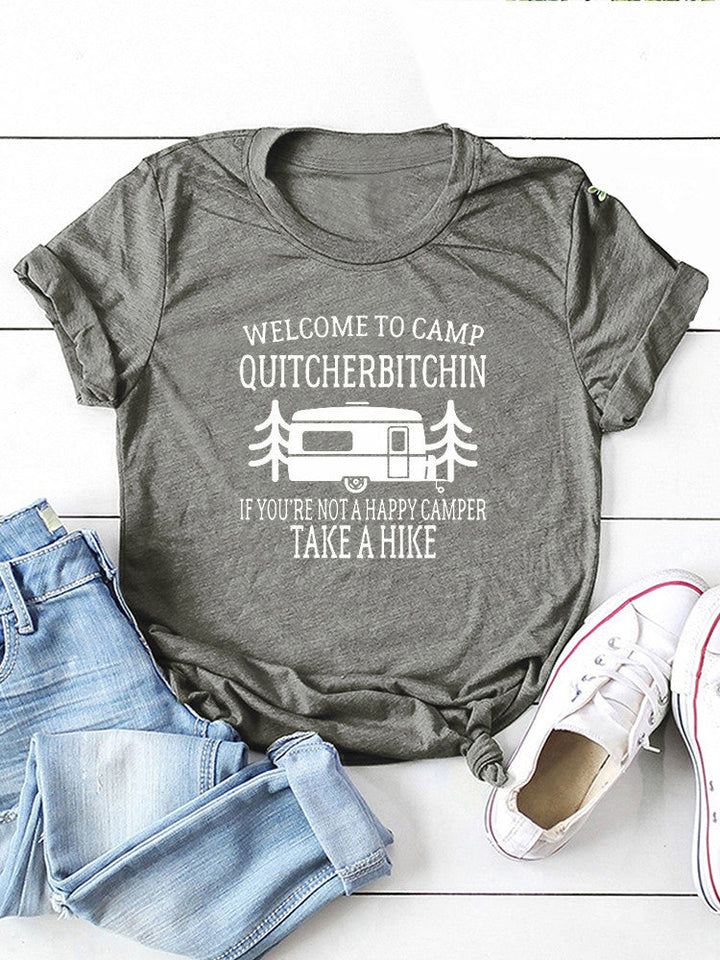 Damen T-Shirt mit Camp-Slogan-Grafik