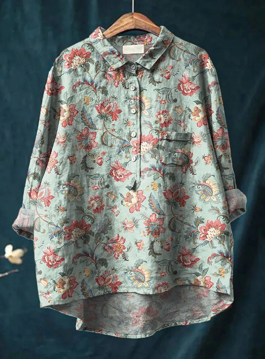 Women's Vintage French Blouse Print 5