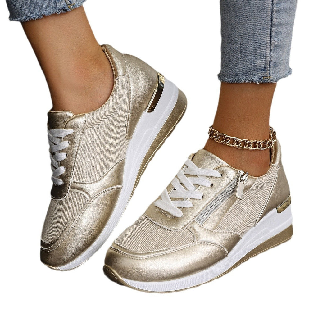 Women's Side-Zip Lace-Up Sneakers