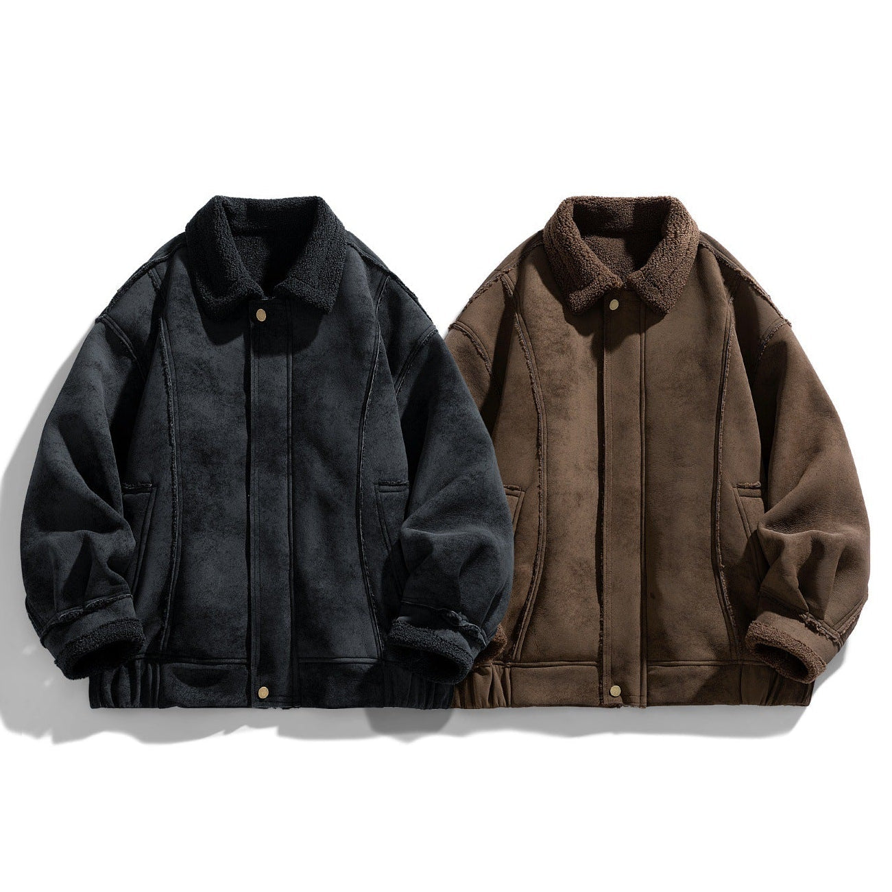 Men's Suede Shearling Jacket - Stylish and Cozy Outerwear Set of 2