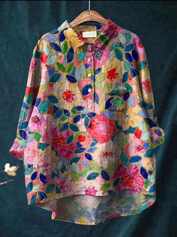 Women's Vintage French Blouse Print 4