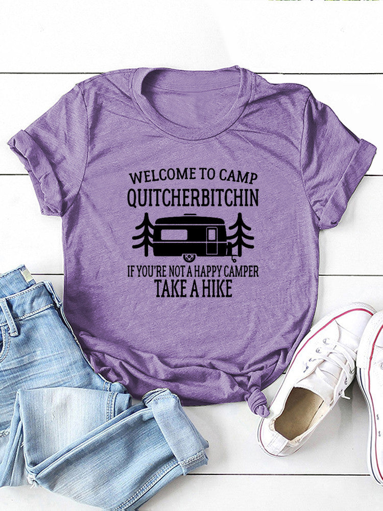 Damen T-Shirt mit Camp-Slogan-Grafik