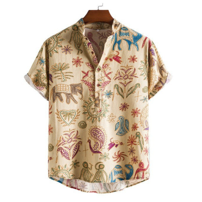 Men's Plus Size 3D Digital Print Short Sleeve Shirt