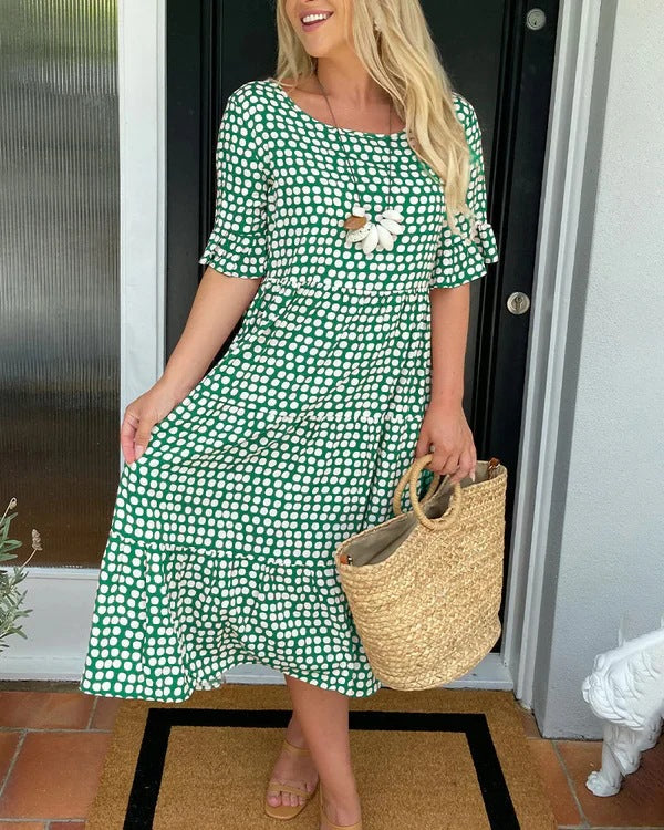 Damen Midikleid mit lockerem Schnitt und Punkten