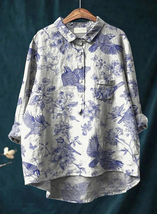 Women's Vintage French Blouse Print 8
