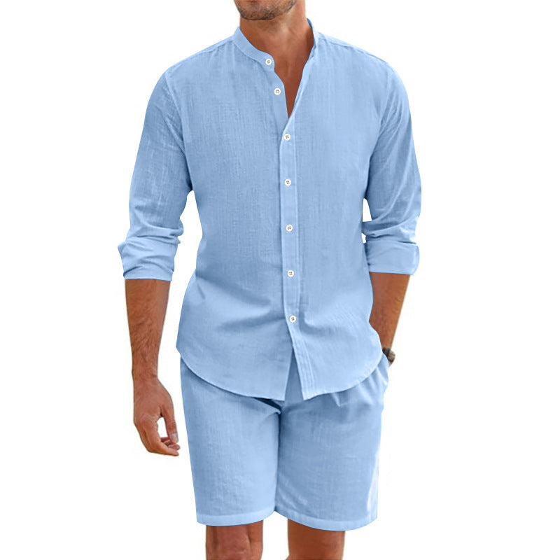 Men’s Beach Shirt & Drawstring Short Set-MODAUTLET