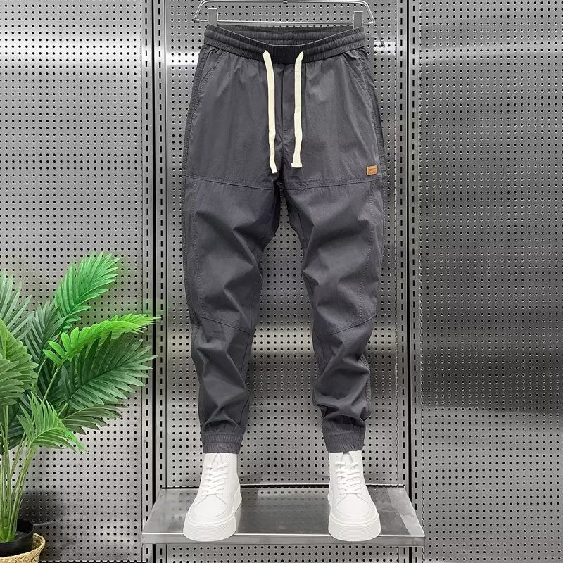 Men's Retro Japanese Style Cotton Jogger Pants - Comfortable Workwear Dark Gray