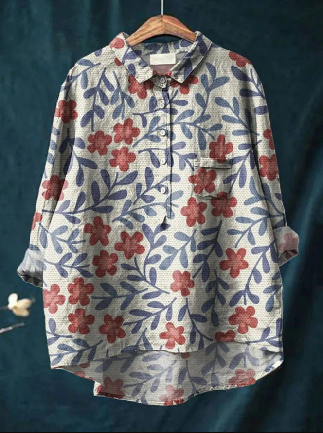 Women's Vintage French Blouse Print 2