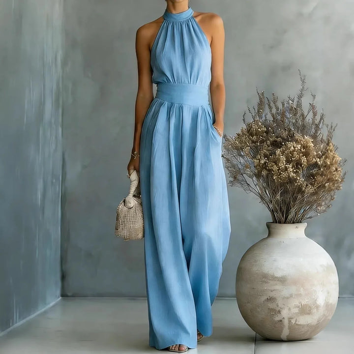 Florence | Mono de mujer sin mangas con cuello halter y pantalones anchos