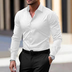 Men's Summer Solid Color Long Sleeve Lapel Shirt