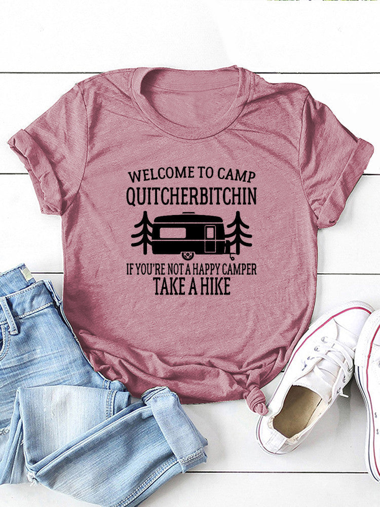 Damen T-Shirt mit Camp-Slogan-Grafik