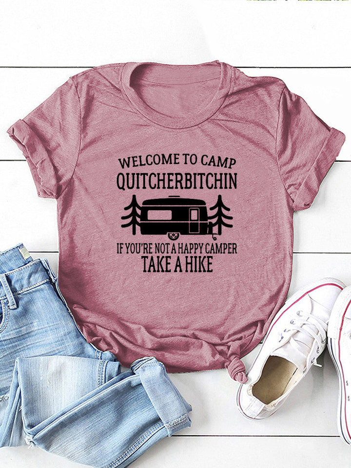 Damen T-Shirt mit Camp-Slogan-Grafik