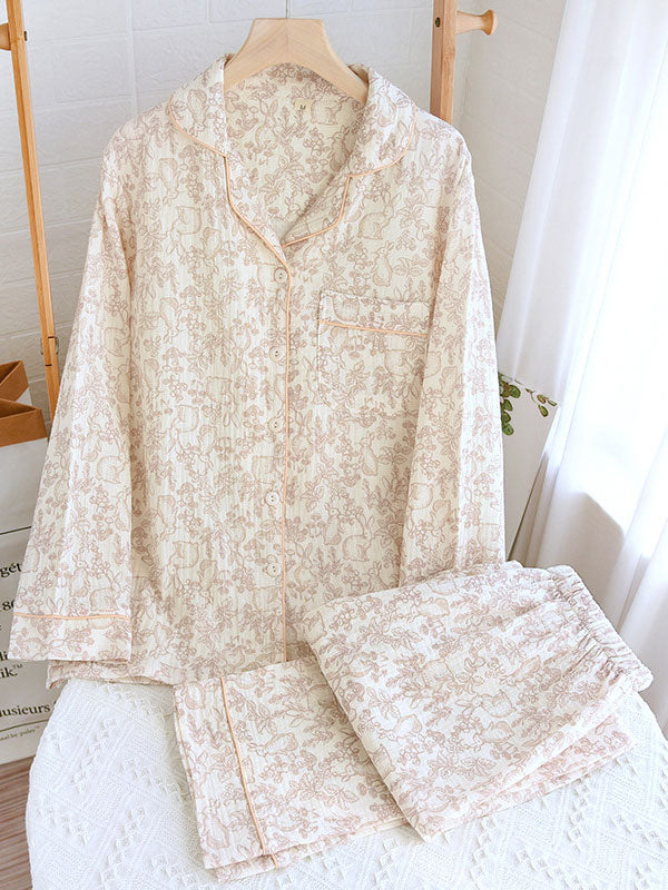 Hazel | Pijama Feminino Floral de Manga Comprida