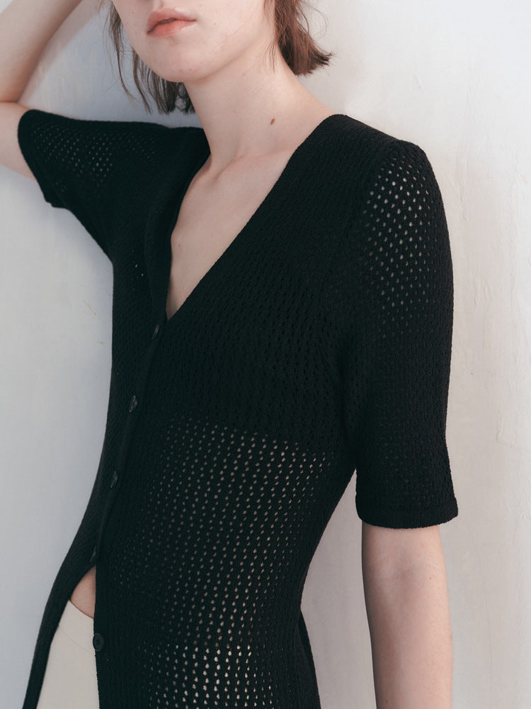 Lightweight Hollow Knit Cardigan for All Seasons