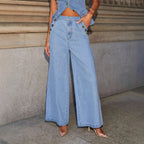 Women’s Denim Vest & Wide‑Leg Trousers Set