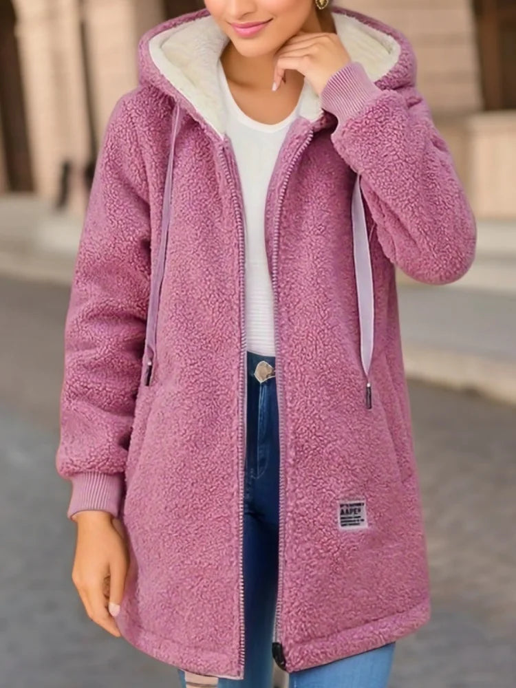 Cozy Fleece Winter Hoodie Pink